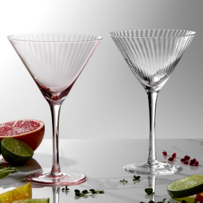 Crystal Ribbed Martini Glass Clear (Set of 4)