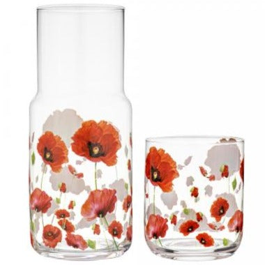 Carafe & Glass Set Red Poppies