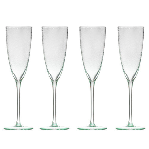 Dimpled Champagne Glass Seafoam (Set of 4)