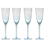 Dimpled Champagne Glass Sky Blue (Set of 4)