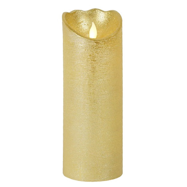Led Wax Pillar Candle Gold 20cm