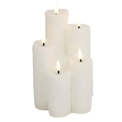 Wax Cluster Candle of 5 White LED