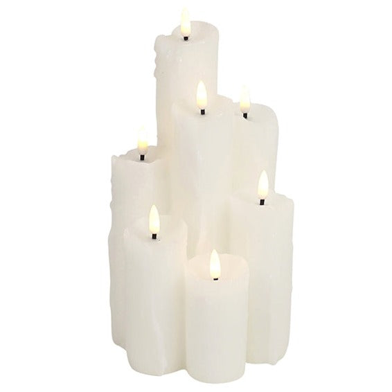 Wax Cluster Candle of 7 White Battery Operated
