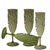 Champagne Flute Scallop Acrylic - Green (Set 4)