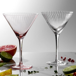 Crystal Ribbed Martini Glass Blush Pink (Set of 4)