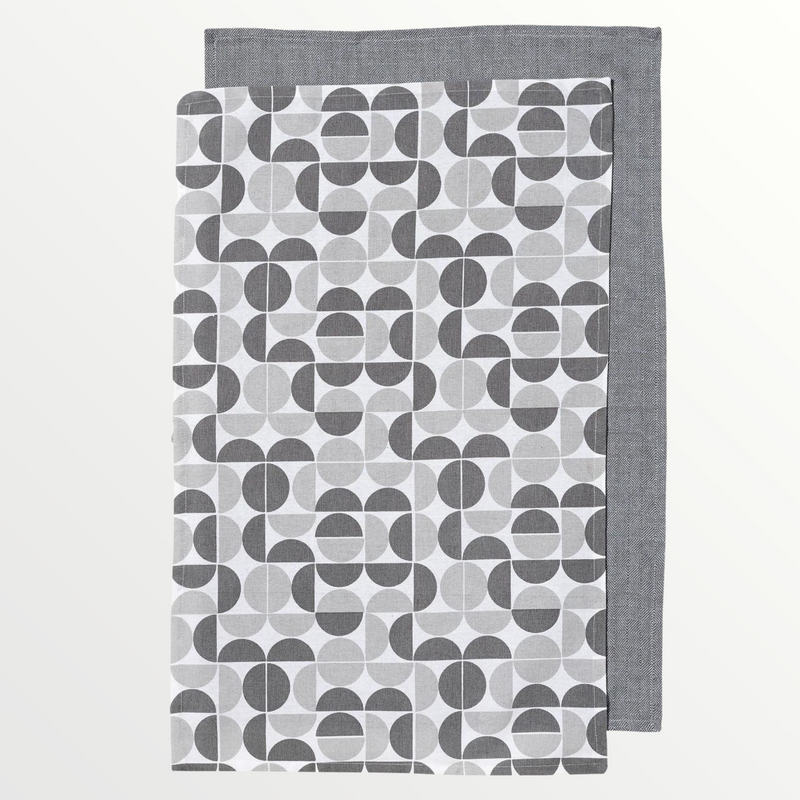 Kitchen Towel Linear Geometric Grey