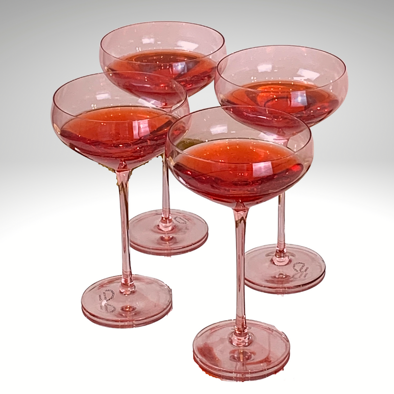 Crystal Champagne/Cocktail Coupe - Blush Pink (Set of 4)