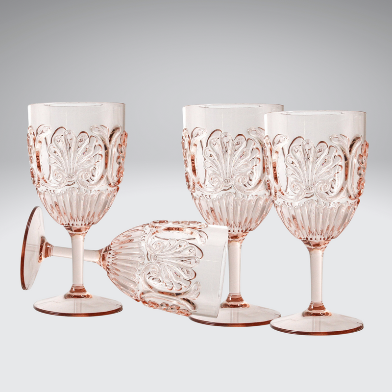 Champagne Flute Scallop Acrylic - Pink (Set 4)