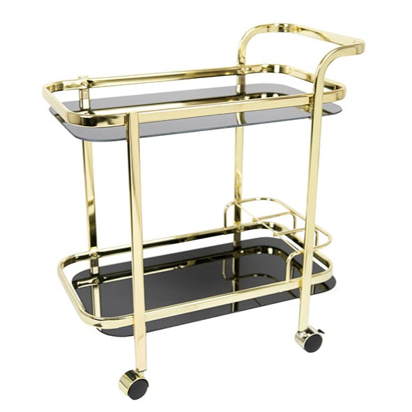 Bar Cart Gold With Black Glass