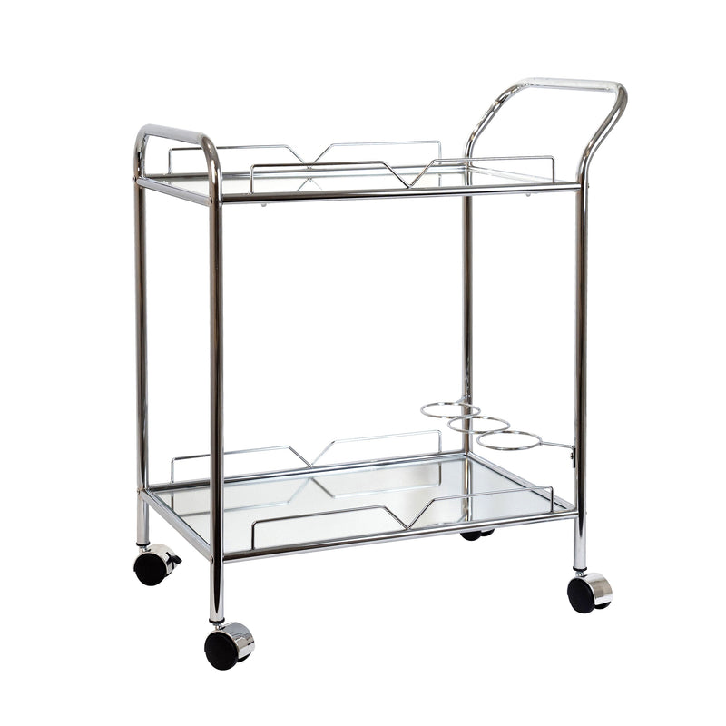 Silver Mirrored Rectangular Bar Cart