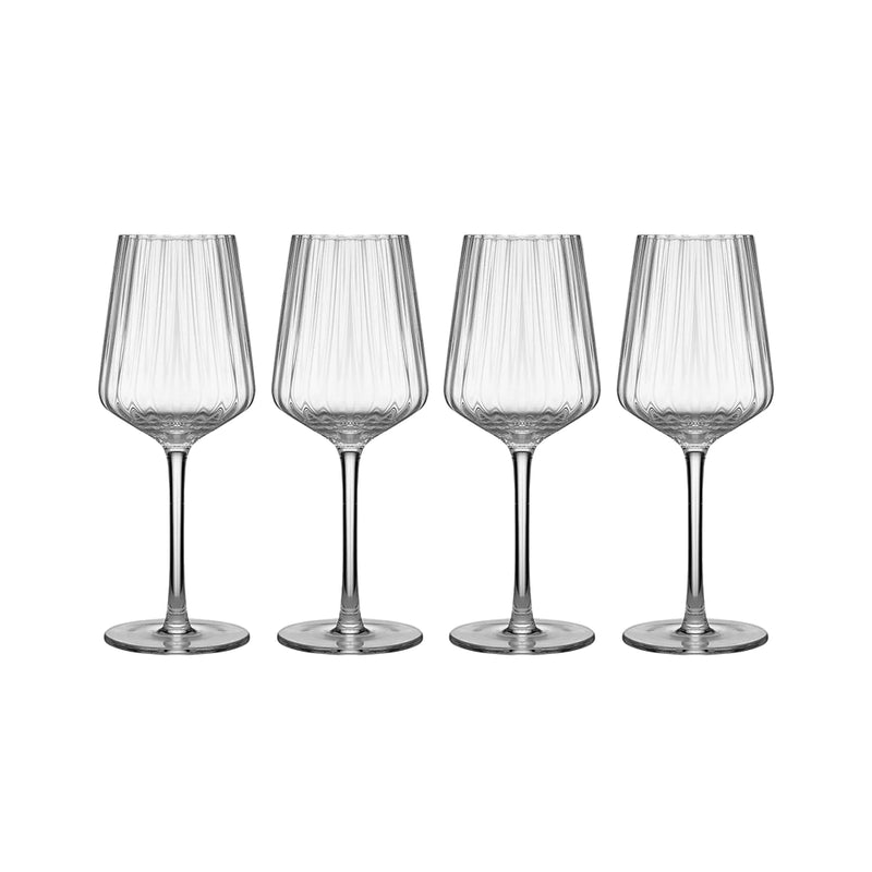 Crystal Ribbed Wine Glass Clear (Set of 4)